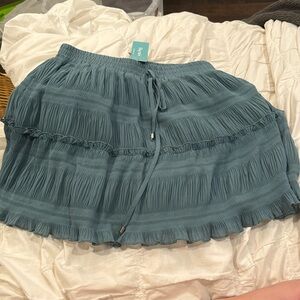 Cyan ruffle skirt